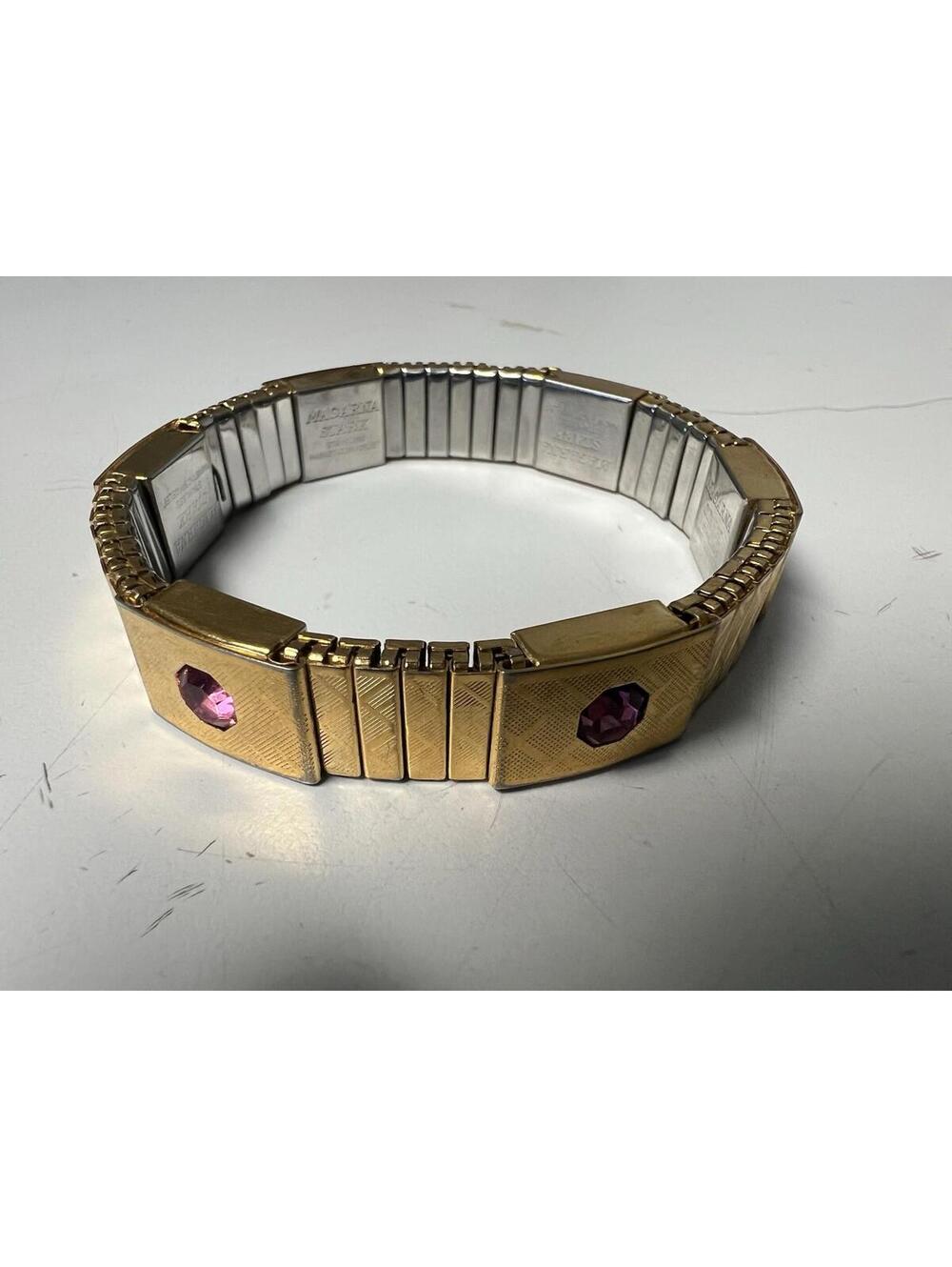 Magnetic Therapy Bracelet, Gold With Pink Stones, Magarna Stark Brand 7.5"